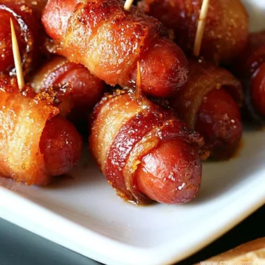 Bacon wrapped smokies with brown sugar ready to serve as a delicious appetizer