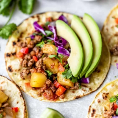 Delicious Pineapple Turkey Tacos topped with fresh ingredients and vibrant flavors.