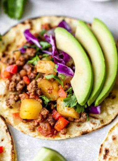 Delicious Pineapple Turkey Tacos topped with fresh ingredients and vibrant flavors.
