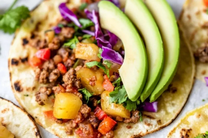Delicious Pineapple Turkey Tacos topped with fresh ingredients and vibrant flavors.
