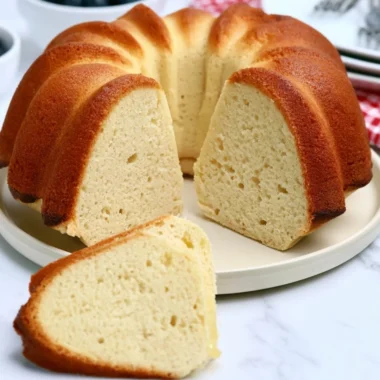 Delicious homemade Million Dollar Pound Cake on a rustic table