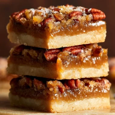 Delicious pecan pie bars with a golden crust and caramelized pecans on top