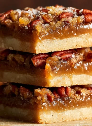 Delicious pecan pie bars with a golden crust and caramelized pecans on top