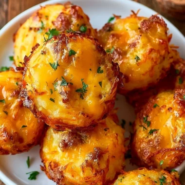 Delicious homemade Sausage Hashbrown Bites served on a plate