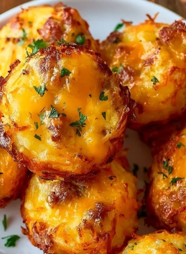 Delicious homemade Sausage Hashbrown Bites served on a plate