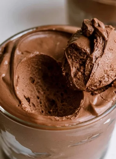 Deliciously creamy chocolate mousse dessert in a elegant serving dish